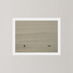 Ocean Therapy art print of two surfers on a calm ocean at Byron Bay, Australia.